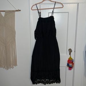 black lace midi dress